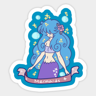 Blue-haired Mermaid Girl Sticker